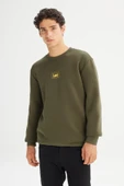 Bisiklet Yaka Sweatshirt Khaki Khaki M thumbnail 4
