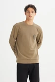 Erkek Baskılı Sweatshirt Khaki Khaki L thumbnail 4