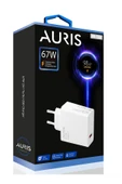 Auris 67 Watt USB Şarj Adaptörü Hızlı Şarj Başlığı 67W Şarj Cihazı Başlık Saliseli thumbnail 1