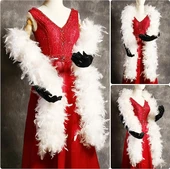 Beyaz Renk Kabarık Kalın Otriş Boa Tüy 6 cm Genişlik 180-200 cm Uzunluk thumbnail 3