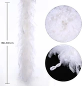 Beyaz Renk Kabarık Kalın Otriş Boa Tüy 6 cm Genişlik 180-200 cm Uzunluk thumbnail 2