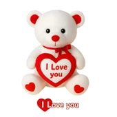 Peluş 40 cm I Love Kalpli Ayı Beyaz - 1