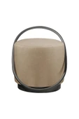 LOOP SERİSİ PUF, METAL HALKALI PUF, MAKYAJ OTURAĞI ,PUF BENCH MONTAJSIZ OTURAK SİYAH METAL AYAKLI - 1
