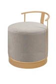 PUFİ PUF GOLD METAL ÇERÇEVELİ KETEN ÇOK AMAÇLI DEKORATİF OTURAK, MAKYAJ OTURAĞI,MONTAJSIZ PUF BENCH - 1