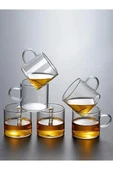 Cam Bardak Kupa Seti 125ml Isıya Ateşe Dayanıklı Çay Kahve Espresso Bardağı Kulplu Fincan 6 Adet - 2