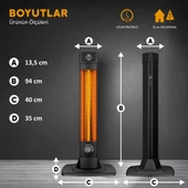 MirKraft 3452 - 2500 Watt Karbon İnfrared Dikey Elektrikli Isıtıcı Soba- 4 Isı Ayarı thumbnail 5