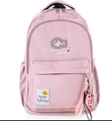 Öğrenci Sırt Okul Çantası Basit Kore Tarzı Kadın Seyahat Çantası YUMUŞAK SU GEÇİRMEZ KUMAŞ PEMBE thumbnail 1
