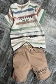 Erkek Çocuk TOWARDS Yazı Baskılı Bej Şortlu Takım thumbnail 2