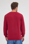 Erkek Bordo Standart Fit Normal Kesim Pamuklu Basic Bisiklet Yaka Sweatshirt MTLCE113-Bordo - 7