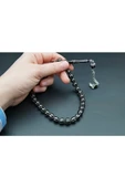 8'lı yuvarlak kesim gümüş yarma işleme oltu taşı tesbih st000149 - 4
