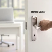 İç Oda Kapı Kolu Aynalı Sağa Sola Uygun Saten Renk Dış Ahşap Pvc Metal Çelik Kapısı Tutamağı 1 Takım thumbnail 4