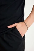 ANDA 925 Ayar Gümüş Oksitli Erkek Yuvarlak Bileklik Hint Bileklik 2.5 mm 21 cm - 5