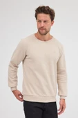 Erkek Bej Standart Fit Normal Kesim Pamuklu Basic Bisiklet Yaka Sweatshirt MTLCE113-Bej - 4