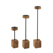 Dekoratif 3 Lü Uzun Şamdan & Mumluk Metal Black wood - 3