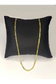 YÜZÜK USTASI Unisex 925 Ayar Gümüş Altın Kaplama Figaro Zincir Kolye 2 mm Kalınlık 60 cm thumbnail 1