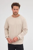 Erkek Bej Standart Fit Normal Kesim Pamuklu Basic Bisiklet Yaka Sweatshirt MTLCE113-Bej - 2