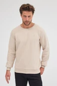 Erkek Bej Standart Fit Normal Kesim Pamuklu Basic Bisiklet Yaka Sweatshirt MTLCE113-Bej - 5
