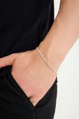 ANDA 925 Ayar Gümüş Unisex Doç Bileklik Doç Zincir Bileklik 3 mm thumbnail 1