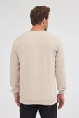 Erkek Bej Standart Fit Normal Kesim Pamuklu Basic Bisiklet Yaka Sweatshirt MTLCE113-Bej - 7