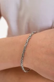 ANDA 925 Ayar Gümüş Oksitli Yuvarlak Kral Bileklik-kral Zincir 3.4 Mm thumbnail 1