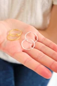 ANDA 925 Ayar Gümüş 18k Altın Kaplama Halka Küpe 2.5 Cm - 1