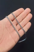 ANDA 925 Ayar Gümüş Oksitli Yassı Balık Sırtı Tilki Kuyruğu Kolye 4 mm genişlik 60 cm Uzunluk - 5