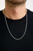 ANDA 925 Ayar Gümüş Oksitli Yassı Balık Sırtı Tilki Kuyruğu Kolye 4 mm genişlik 60 cm Uzunluk - 2