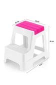 Çelik Ayna Zilkale Büyük Boy Çift Katlı Basamak Çok Amaçlı Dayanıklı Tabure Beyaz+ Pembe-254 thumbnail 4