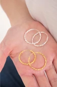 ANDA 925 Ayar Gümüş Orijinal Italyan 18k Altın Kaplama Burgu Halka Küpe 3.0 Cm - 2