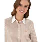 Kadın Çizgili Uzun Kollu Tunik Gömlek thumbnail 3