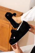 Albishoes Kışlık Içi Tüylü Kadın Ev Ayakkabı Kurbağa Figürlü Kaydırmaz Rahat Taban Panduf Ev Botu - 3