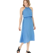 Kadın Koyu Midi Boy Dokuma Elbise thumbnail 1