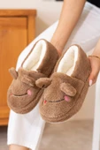 Albishoes Kışlık Içi Tüylü Kadın Ev Ayakkabı Kurbağa Figürlü Kaydırmaz Rahat Taban Panduf Ev Botu - 3