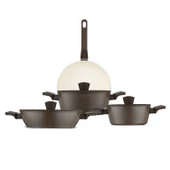 Jumbo Swiss Crystal Brown 7 Parça İndüksiyon Tabanlı Tencere Seti thumbnail 1