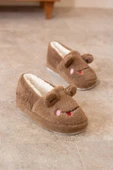 Albishoes Kışlık Içi Tüylü Kadın Ev Ayakkabı Kurbağa Figürlü Kaydırmaz Rahat Taban Panduf Ev Botu - 4
