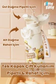 DILLER 600 ML Tek Kapak Çift Kullanım Pipetli/Pipetsiz Taşıma El Askılı Vacum Cup/Çelik Termos -FFD9361-600 - 2