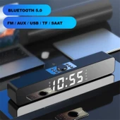 TriLine Bluetooth Hoparlör Şarjlı Yatay Ses Sistemi LED Ekran FM Çalar Saat Sıcaklık PC USB Aux Tf Kart thumbnail 1