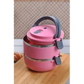 Sefer Tası Yemek Termosu Saklama Kabı Termosu 2li - ÇELİK Pembe - 16