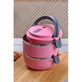 Sefer Tası Yemek Termosu Saklama Kabı Termosu 2li - ÇELİK Pembe - 18