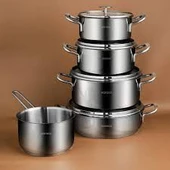 Karaca Aris İndüksiyon Tabanlı 9 Parça Çelik Tencere Seti thumbnail 1