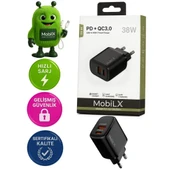 MobiLX M-02 38W Çift Portlu PD + QC 3.0 Hızlı Şarj Adaptörü | USB-A & Type-C - 1