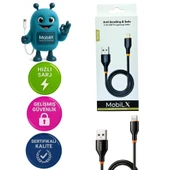 MobiLX MU-08 2.4A Silikon USB to Lightning Hızlı Şarj ve Data Kablosu (1m) - 1