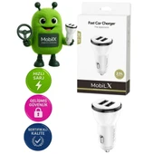 MobiLX MC-01 2.1A Çift USB Portlu Araç Şarj Cihazı | iPhone ve Tüm Akıllı Telefonlar için Çakmaklık Adaptörü – Beyaz - 1
