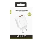 MobiLX 2.4A iPhone 8–14 Pro Max Uyumlu Hızlı Şarj Adaptörü + Lightning Kablo - 2