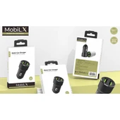 MobiLX MC-02 2.4A Çift USB Portlu Metal Araç Şarj Cihazı | Type-C ve Lightning Kablo Uyumlu – Siyah - 5