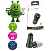MobiLX MC-02 2.4A Çift USB Portlu Metal Araç Şarj Cihazı | Type-C ve Lightning Kablo Uyumlu – Siyah - 1