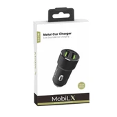 MobiLX MC-02 2.4A Çift USB Portlu Metal Araç Şarj Cihazı | Type-C ve Lightning Kablo Uyumlu – Siyah - 2