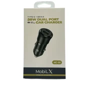 MobiLX 38W Araç Şarj Cihazı – Çift USB Çıkışlı | Type-C + QC 3.0 | Model: MC-05 - 2