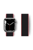 TNR Apple Watch 38mm Hasırlı Cırtcırtlı Kordon - Pembe-Siyah - 1