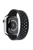 TNR Apple Watch 38mm Ayarlı Delikli Silikon Kordon - Siyah-Siyah - 1